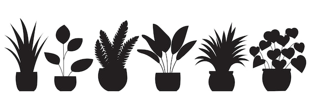 silhouette of a plant in a pot on a white background vector