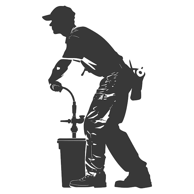 Silhouette Plumber in action full body black color only