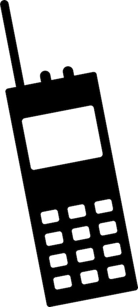 Siluetta dell'icona di simbolo del walkie-talkie della radio portatile nell'illustrazione piana di vettore di stile