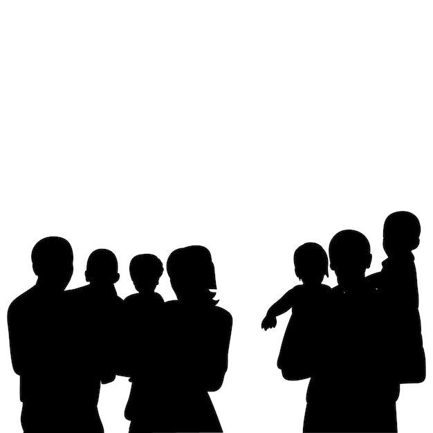 silhouette portrait family with children