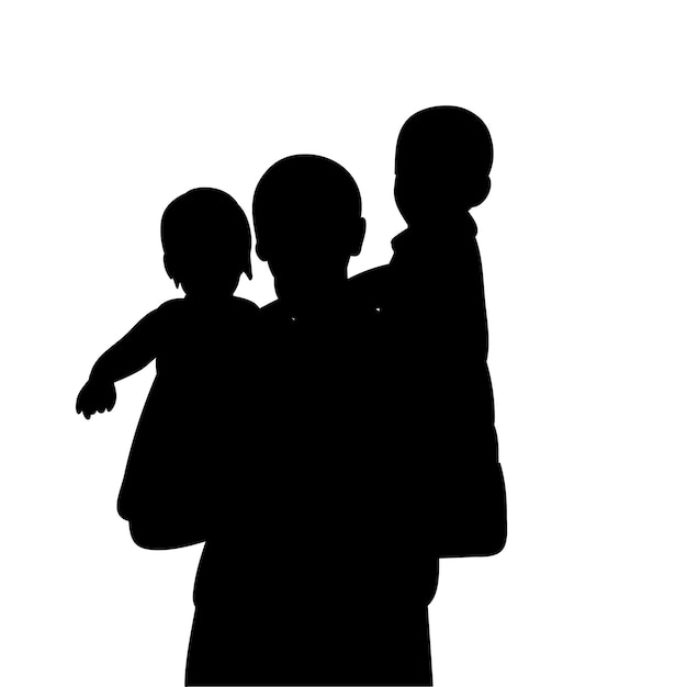 Vector silhouette portrait father and child