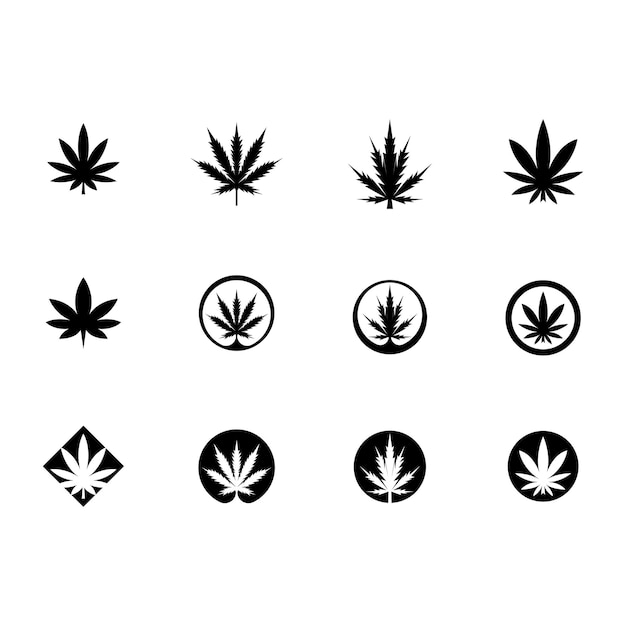 Silhouette of pot cannabis marijuana hemp leaf logo