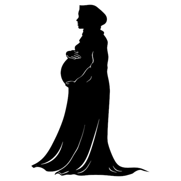 Silhouette pregnant hijab full body black color only