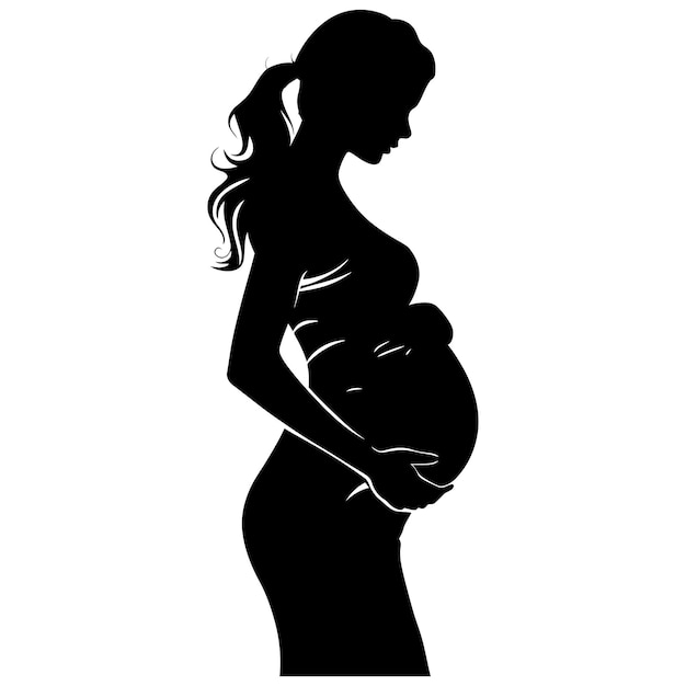 Силуэт беременной мамы полное тело только черный цвет