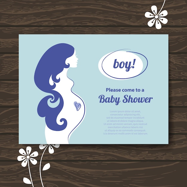 Vector silhouette pregnant mother. baby shower invitation