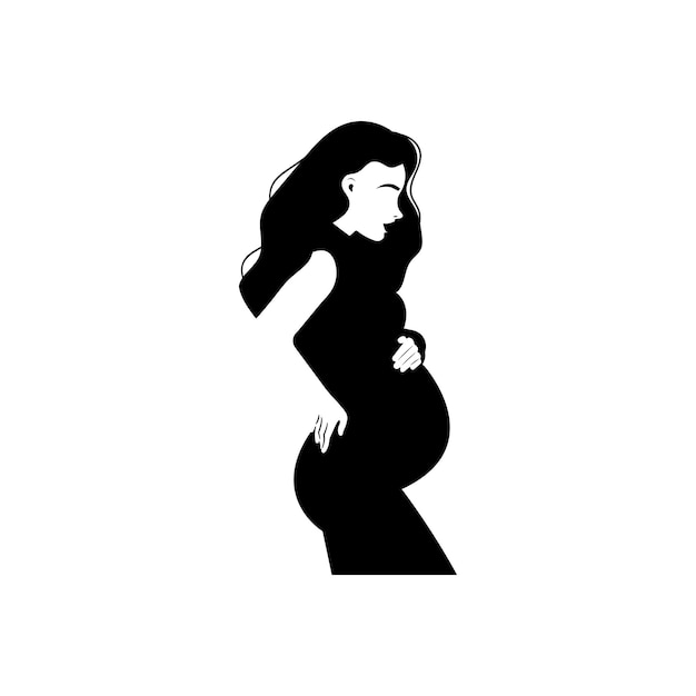 Silhouette of a pregnant woman faceless on a white background concept of pregnancy vector