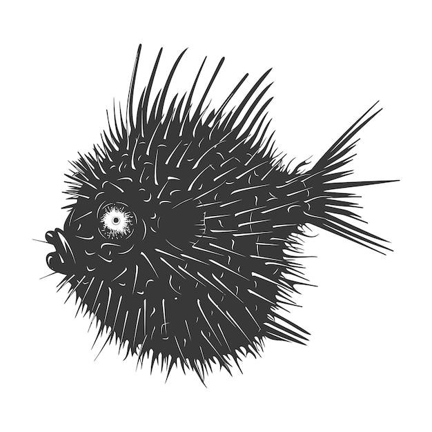 Vettore silhouette pesce palla suono animale colore nero solo tutto il corpo