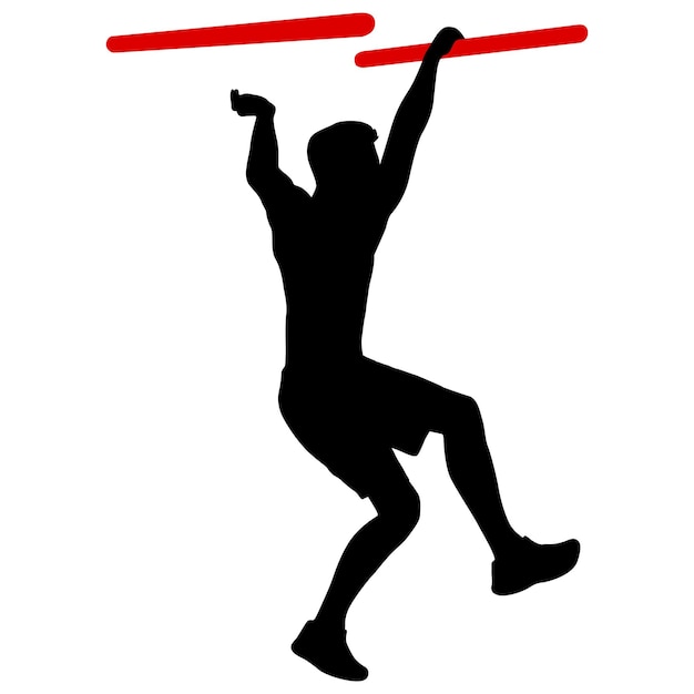 Silhouette of a pull up workout steps on a white background