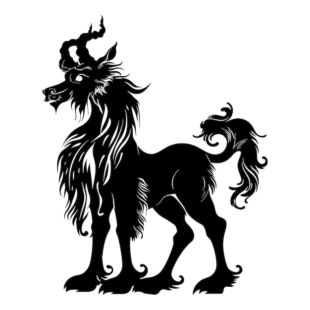 Vector silhouette qilin black color only full body