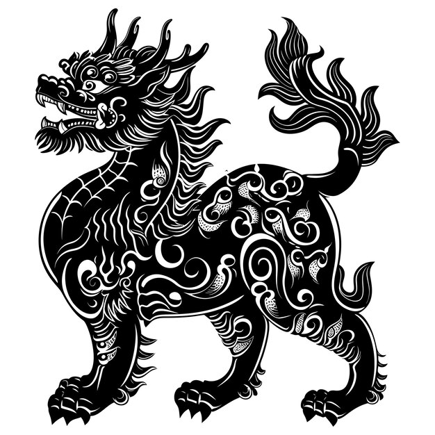 Silhouette Qilin black color only full body