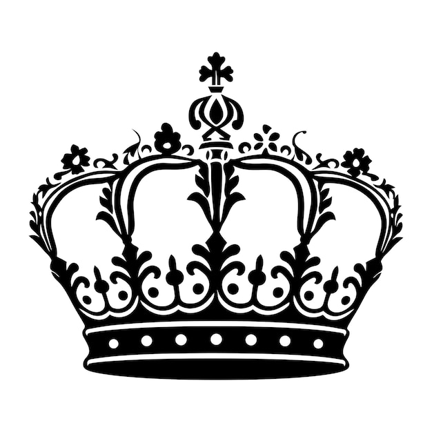Vettore silhouette regina corona colore nero solo