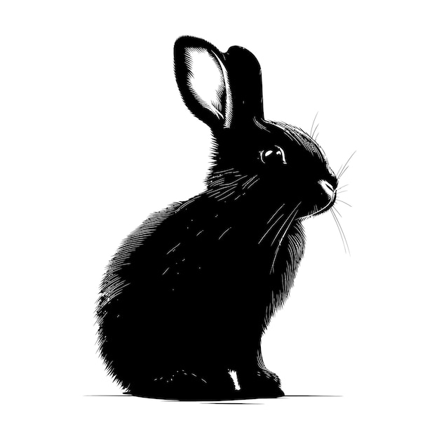 Silhouette rabbit or bunny animal black color only