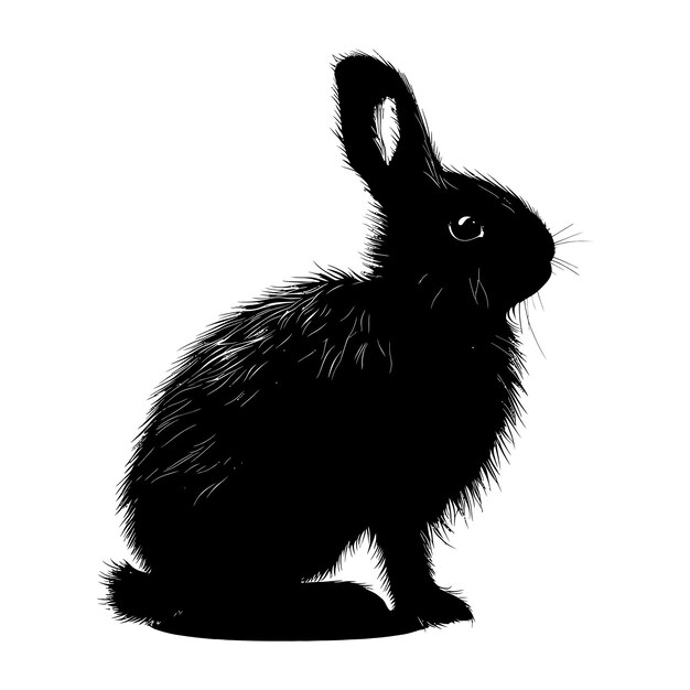 Vector silhouette rabbit or bunny animal black color only