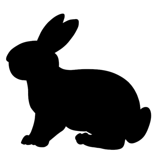 La silhouette di un coniglio o di una lepre bunny su sfondo bianco un roditore longeared da una fattoria