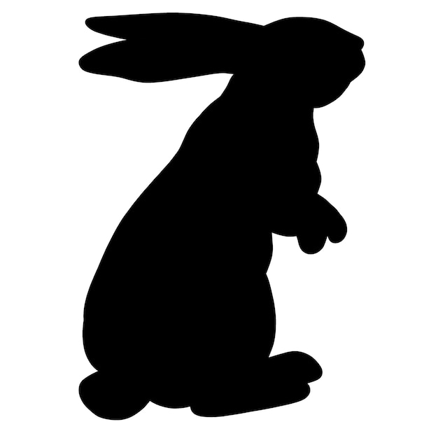 Vector the silhouette of a rabbit or hare bunny on a white background a longeared rodent from a farm