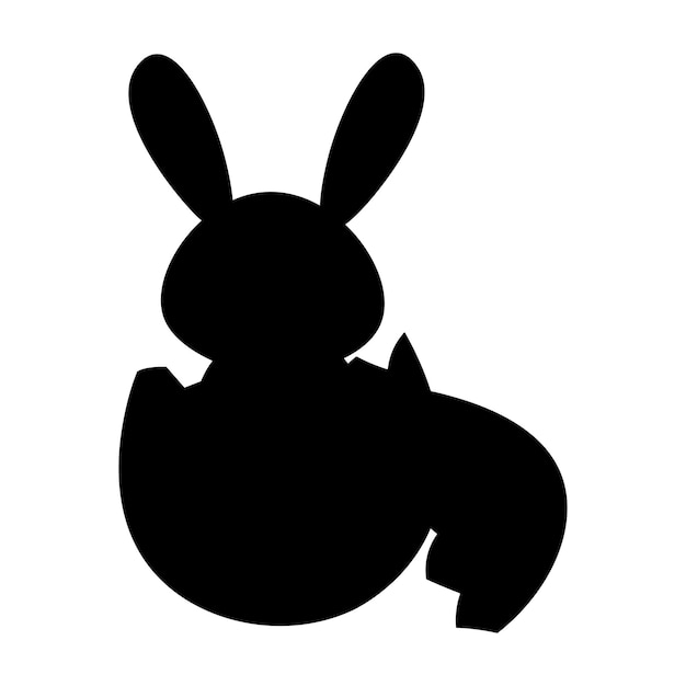 Silhouette of a rabbit sitting in an eggshell