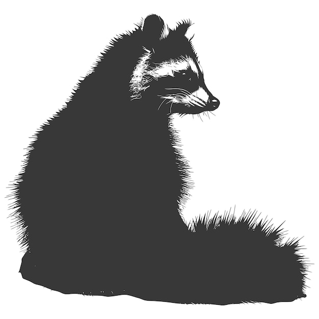 Silhouette Raccoon Animal black color only full body