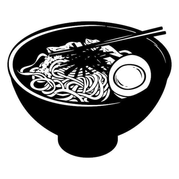 Silhouette ramen of ramyeon alleen zwarte kleur