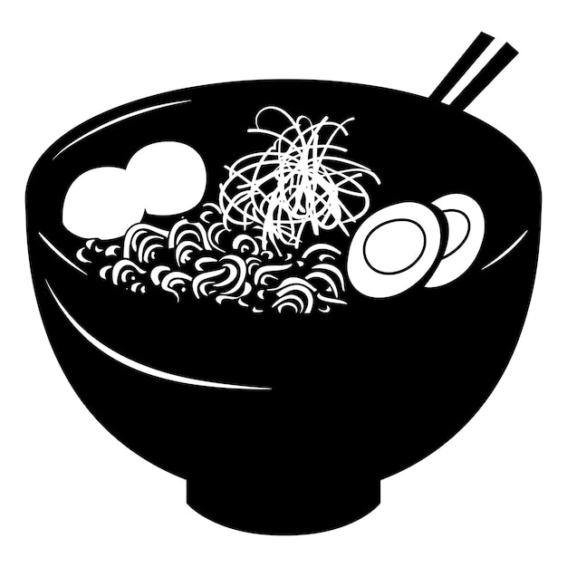 Silhouette ramen of ramyeon alleen zwarte kleur