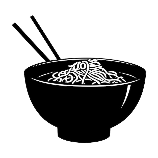 Silhouette ramen or ramyeon black color only