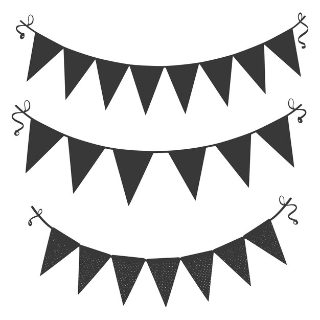 Vector silhouette retro bunting party flag black color