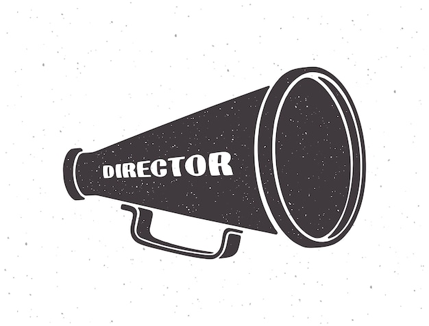 Silhouette of retro megaphone with word director Vector illustration