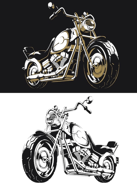 Silhouette retro motorcycle chopper isolated