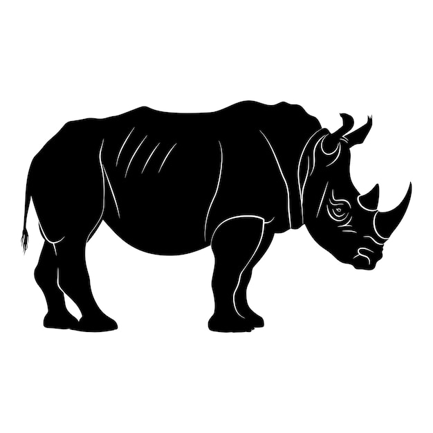 Silhouette rhinoceros animal black color only full body