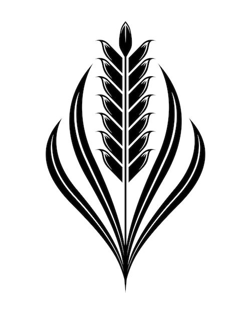 Vector silhouette of rice plant on a white background