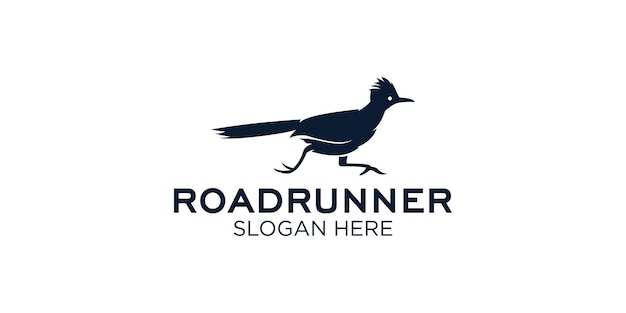 Vector silhouette roadrunner logo design template