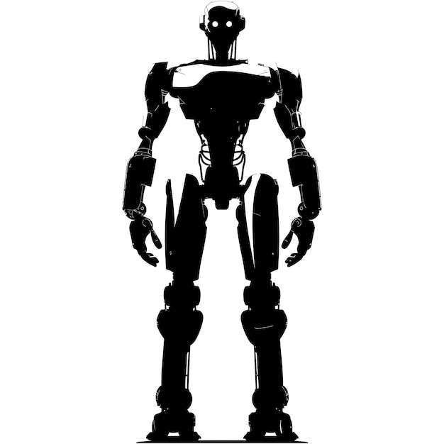 Силуэт робота персонажа черный цвет только полное тело