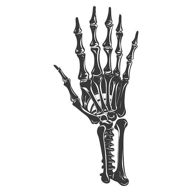 Silhouette rock and roll skeleton hand black color only