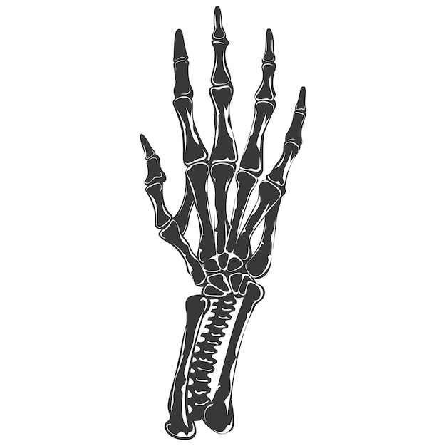 Silhouette rock and roll skeleton hand black color only