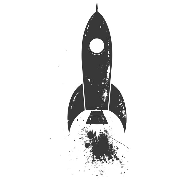 Vector silhouette rocket space black color only full