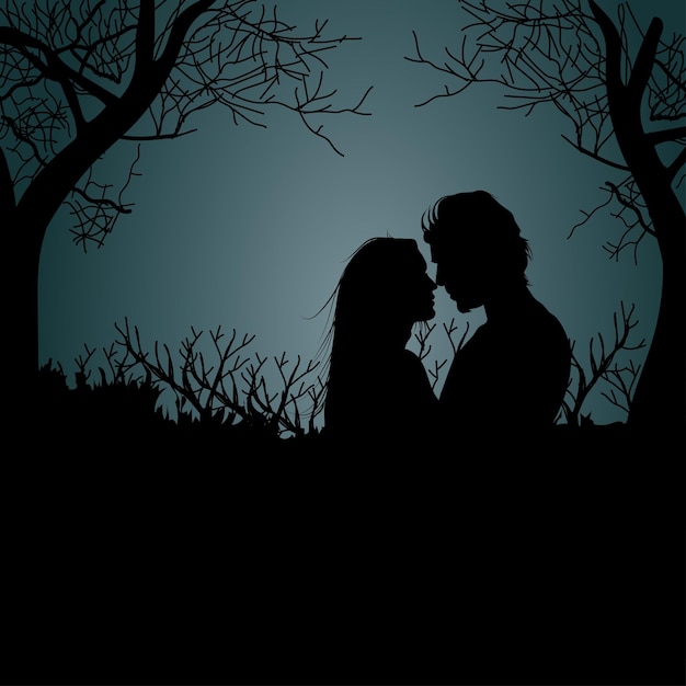 Silhouette of a romantic couple