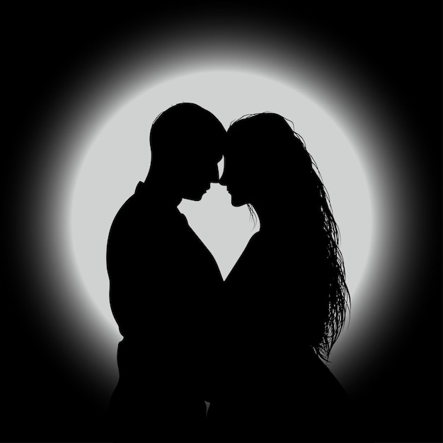 Silhouette di una coppia romantica