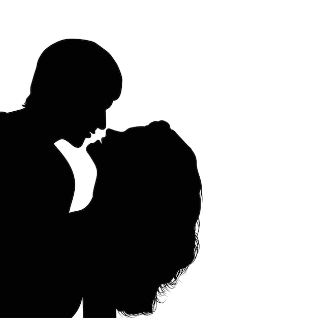 Silhouette di una coppia romantica