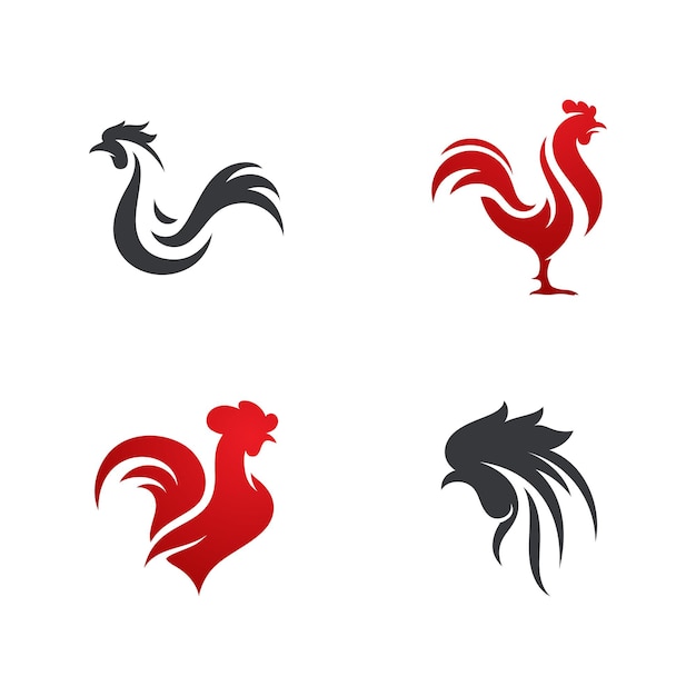 Vector silhouette of the rooster vector icon illustration design
