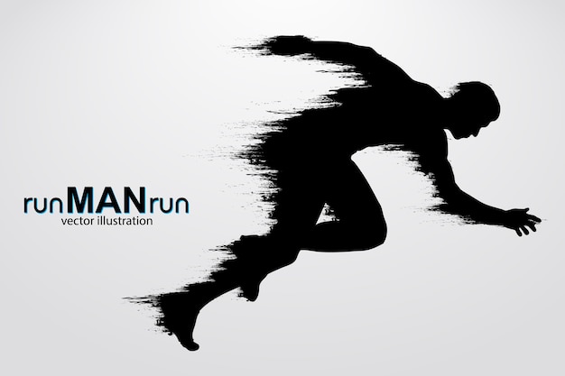 Silhouette of a running man.  illustration