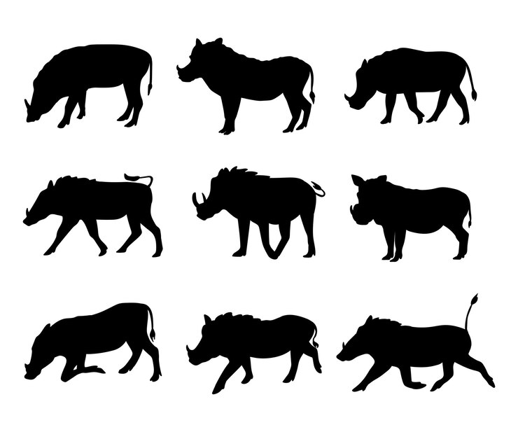 Vector 白い背景の犠牲動物のシルエットヤギと牛