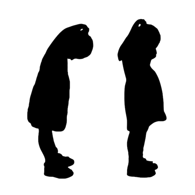 Vector silhouette of a sad crying baby girl the concept of child bullying