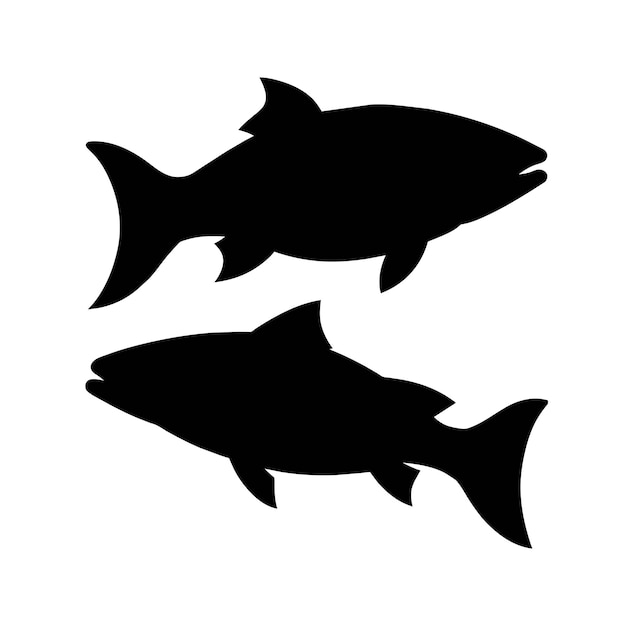 Vector silhouette of a salmon fish on white