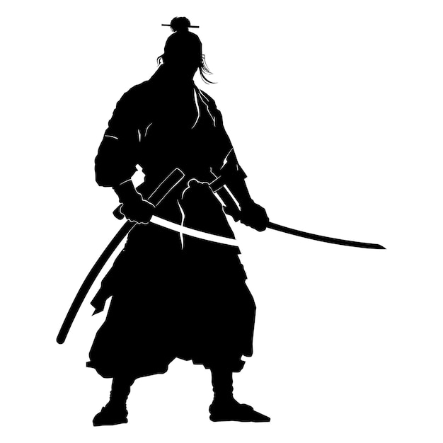 Silhouette samurai black color only full body