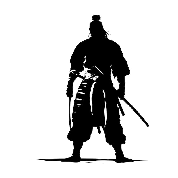 Silhouette samurai black color only full body