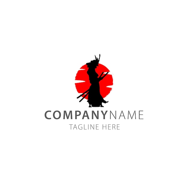 Silhouette samurai legend with sword logo vector