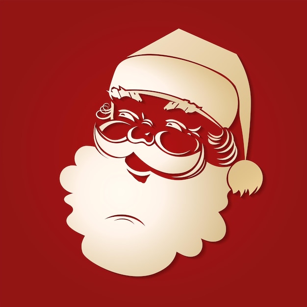 Vector silhouette of santa claus head of light colored ocher