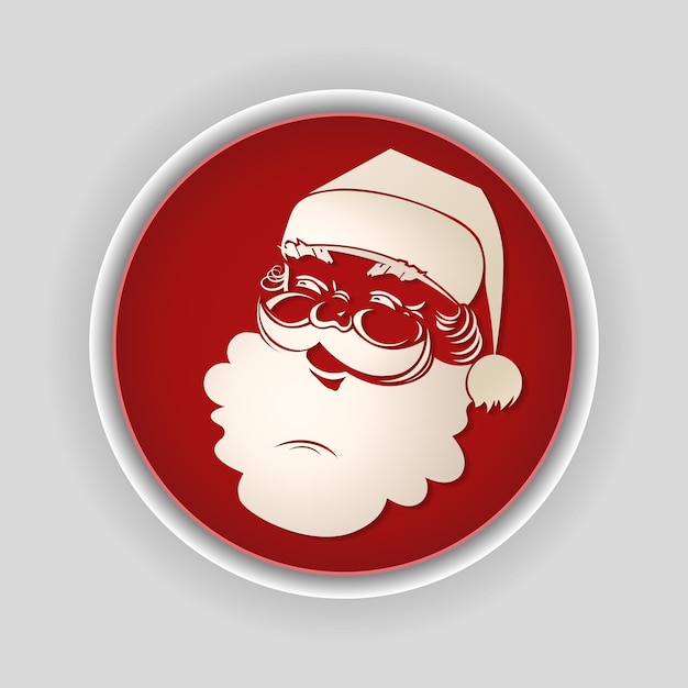 Silhouette of a Santa Claus head in white color in a round frame