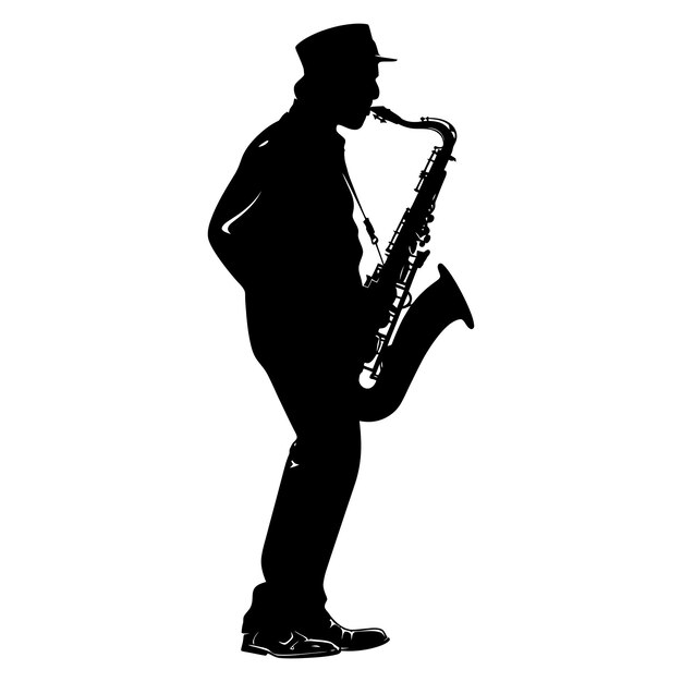 Vector silhouette saxofonist in alleen zwarte kleur