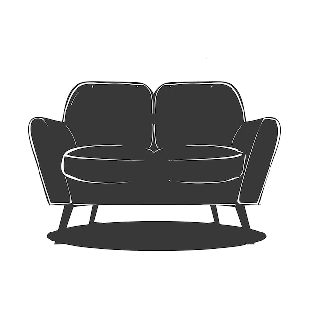 Vector silhouette scandinavian sofa black color only