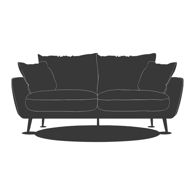 Vector silhouette scandinavian sofa black color only